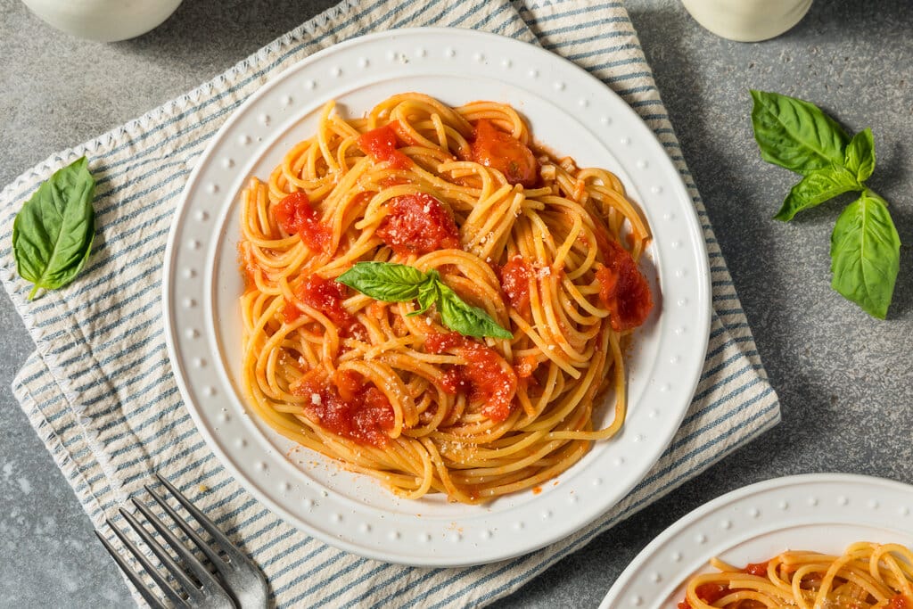 Italian Spaghetti al Pomodoro Pasta with Tomato and Basil